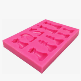 Molde Silicona Pequeño Figuras Ajedrez Fondant Chocolate Rosa
