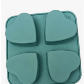 Molde Silicona Corazón X 4 Cavidades Tortas Postres Y Más Verde