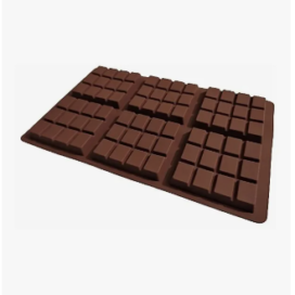 Molde Barras Tabletas Chocolatina Cuadros Silicona Flexible Marrón