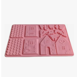 Molde Silicona Casa Jengibre Rosa