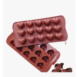 Molde Corazones Chocolates Silicona Marrón