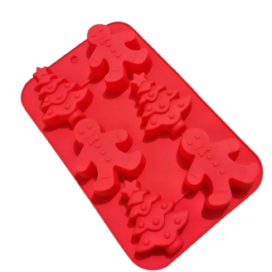 Molde Silicona Navideño Árbol Muñeco Jengibre Rojo