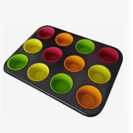 Molde Cupcakes Acero X 12 Cavidades + Capacillos Silicona Negro