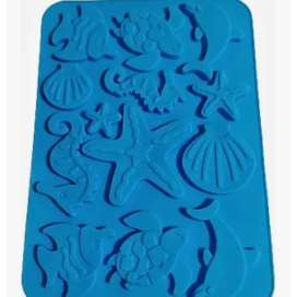 Molde Silicona Flexible Marino Figuras Chocolate Fondant Azul