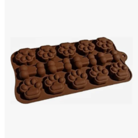 Molde Silicona Huellitas Mini Y Huesitos Chocolate Fondant Marrón
