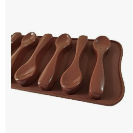 Molde Silicona Flexible Cucharas Pequeñas X 6 Cavidades Marrón