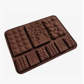 Molde Silicona Burbujas Surtidas Chocolate Fondant Marrón