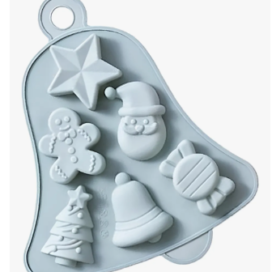 Molde Silicona Campana Navidad X 6 Cavidades Gris