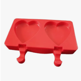 Molde Paletas Tortas Postres En Silicona Corazón X 2 Rojo