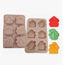 Molde Silicona Casitas Navideñas X 6 Cavidades