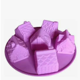 Molde Silicona Casas X 6 Unidades Navidad