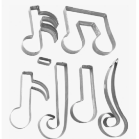 Cortador Galletas Fondant Metálico Notas Musicales X 6
