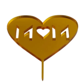 Topper Día De La Madre Corazón Mini Efecto Espejo Dorado