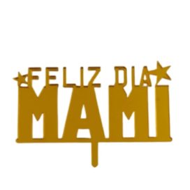 Topper Día De La Madre Pequeño Efecto Espejo Dorado