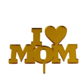 Topper Día De La Madre Corazón Efecto Espejo Dorado