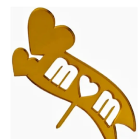 Topper Día De La Madre Corazones Efecto Espejo Dorado