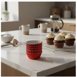 Capacillos Metalizados Rojos #1.5 Cupcakes X 60 Unidades