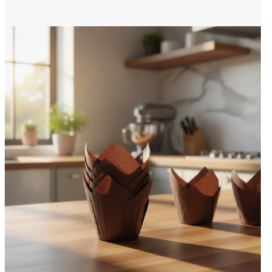 Capacillos Tulipán Café Cupcakes X 50 Unidades