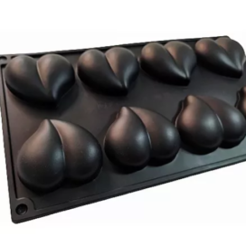 Molde Silicona Flexible Corazón Durazno X 8 Horno