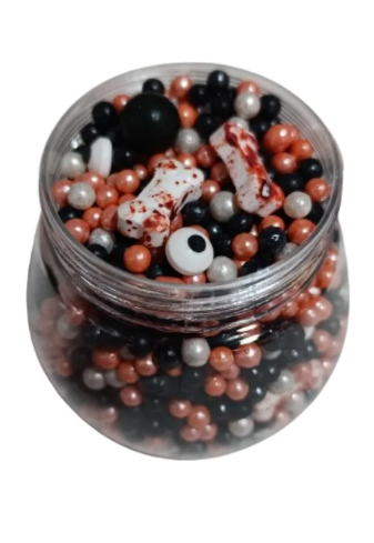 Sprinkles Grageas Dulces Halloween Huesos Ojitos X 125